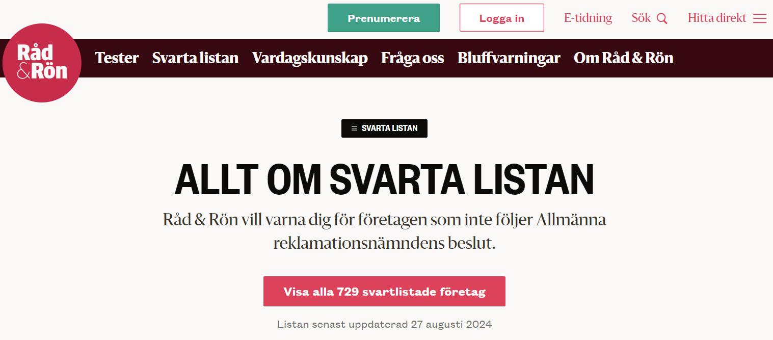 Råd och rön svarta listan